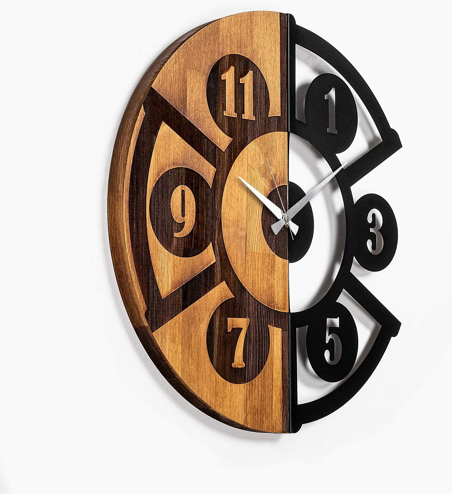 Orë muri dekorative prej druri, Wallity, formë pice, ngjyrë arre/zezë, 56x3x56cm