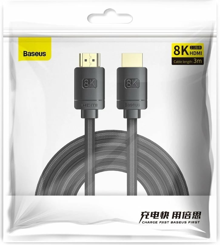 Kabllo HDMI Baseus CAKGQ-L01, 3m, 8K, 48Gbps, e zezë Kabllo HDMI Baseus CAKGQ-L01, 3m, 8K, 48Gbps, e zezë