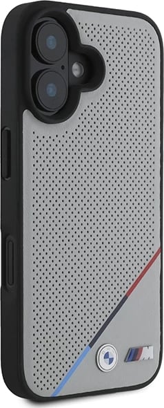 Mbështjellës BMW M Perforated Tricolor Line MagSafe për iPhone 16, Gri