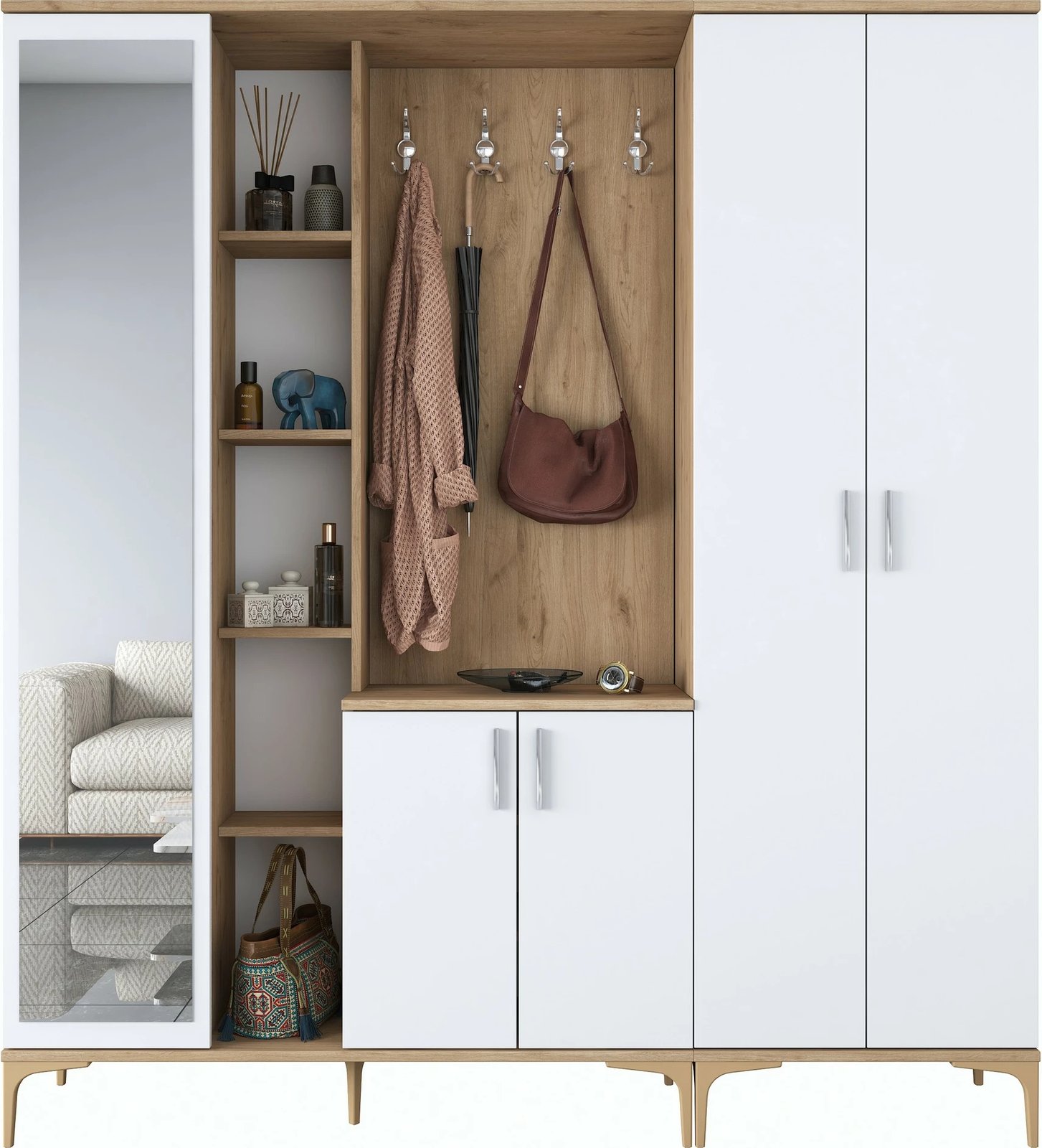 Stendë korridori Hanah Home, EA131 - 2801, ngjyrë arrë dhe e bardhë