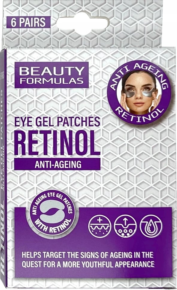 Patches për sy Beauty Formulas Retinol Anti-Ageing për femra, 6 palë