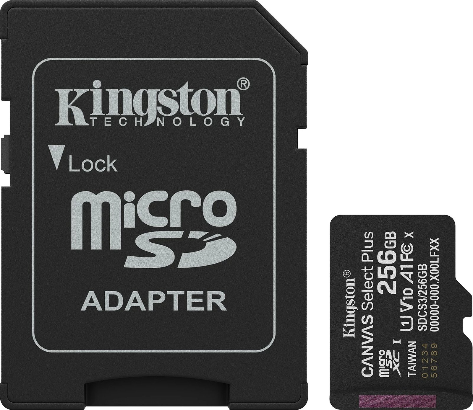 Kartelë memorie Kingston Canvas Select Plus 256GB microSDXC me adapter, e zezë
