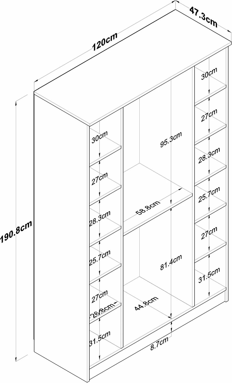 Dollap Hanah Home, ngjyrë arr dhe e bardhë, BA116 - 2247