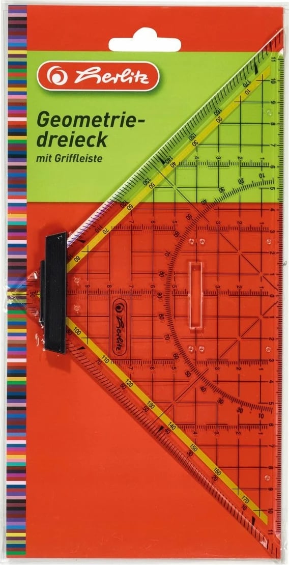 Trekëndësh gjeometrik herlitz 883546, plastik, me mbajtëse, portokalli