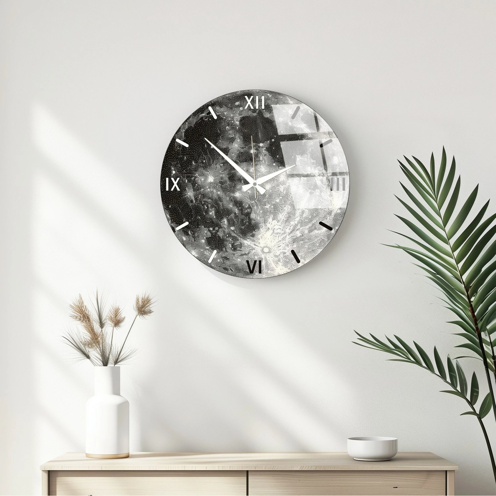 Orë muri dekorative prej xhami, Wallity, Huhu353, 40x40cm