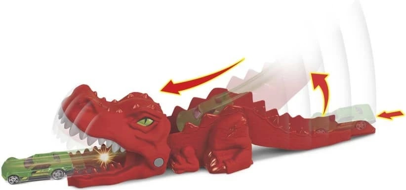 Set lodrash Hot Wheels Dinosaur Launcher GVF41 me makinë 1:64, Kuqe