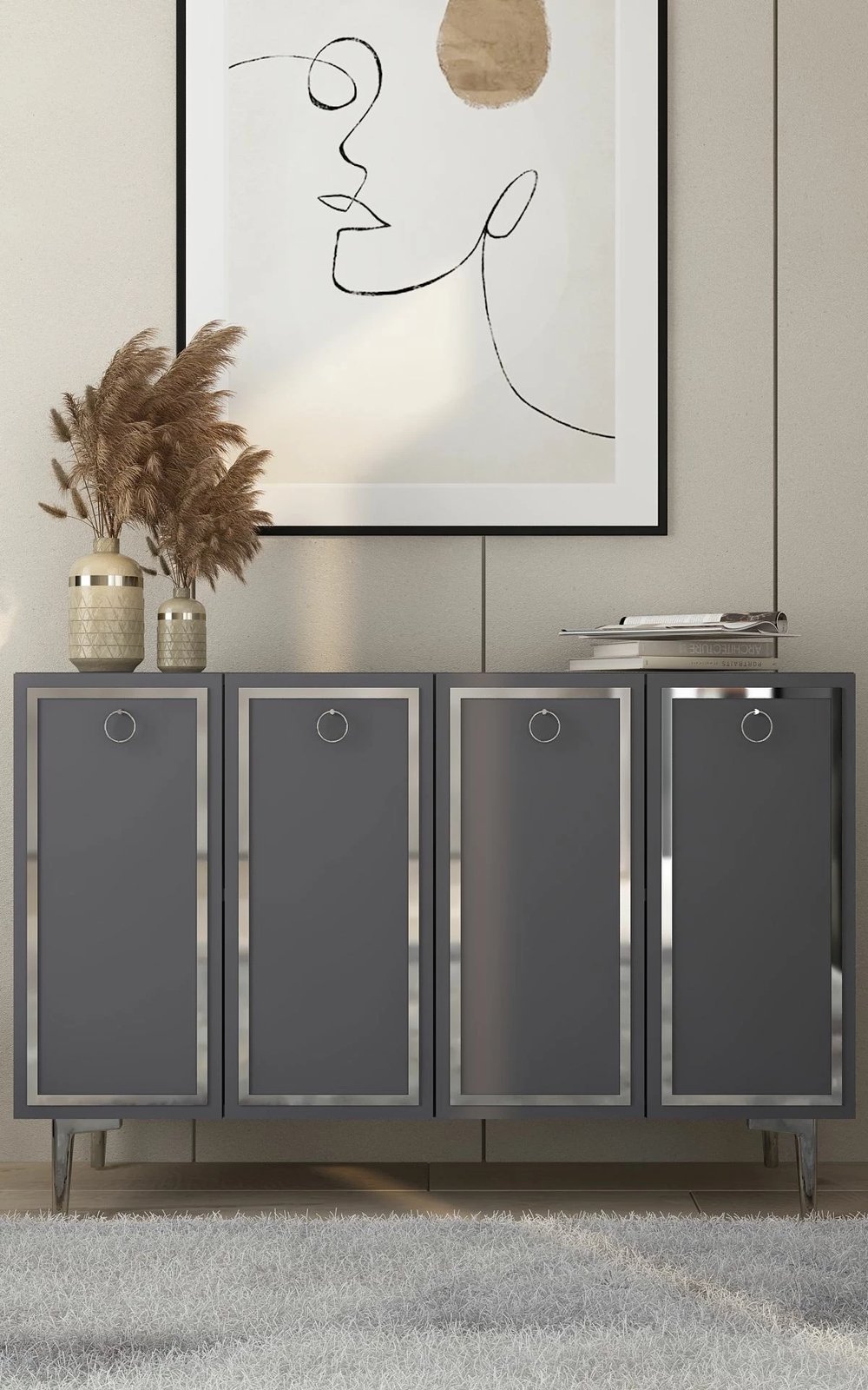 Konsol Skye Decor, ngjyrë antracit dhe argjendi, KM120