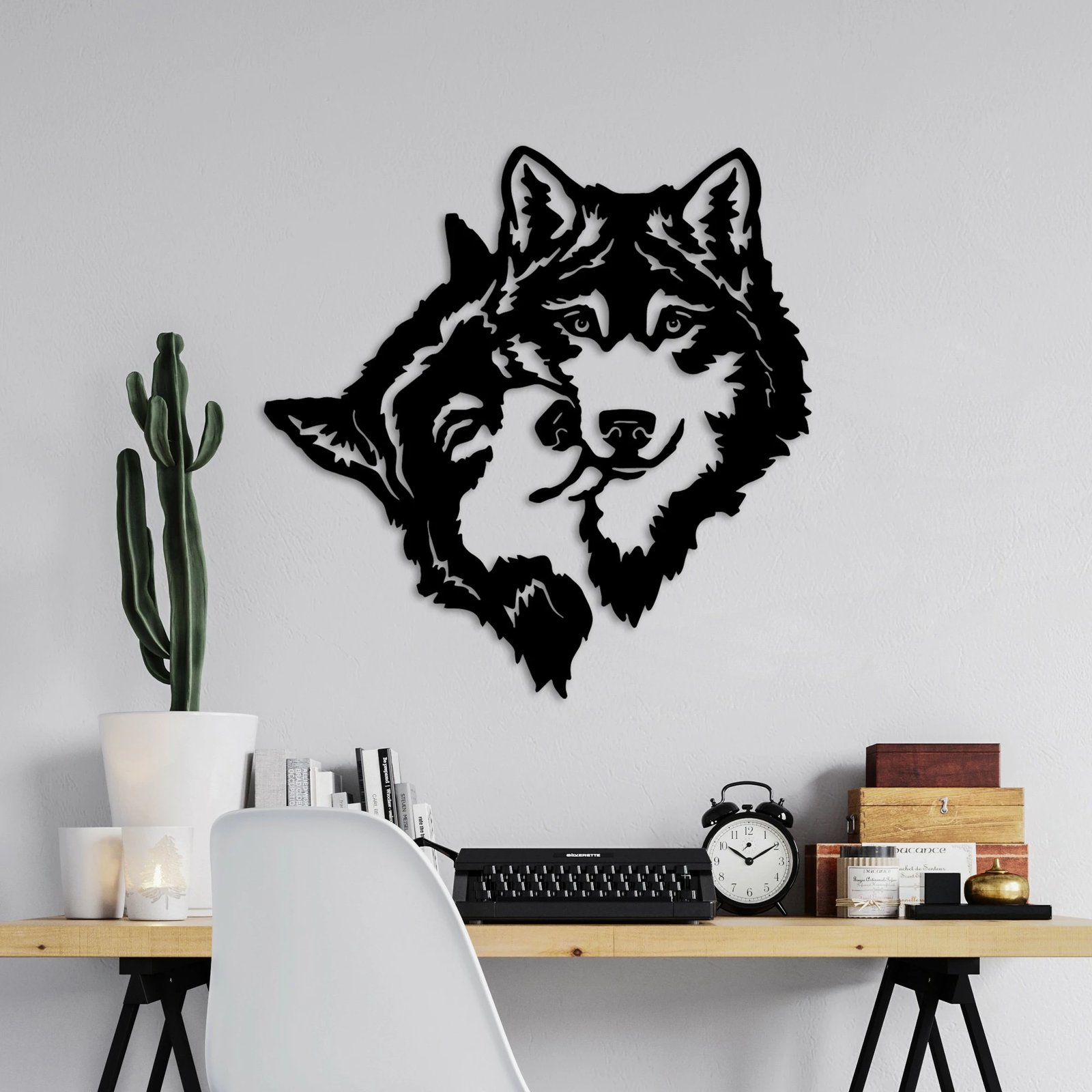 Aksesor dekorativ metalik për mur Wallity, its Love, ngjyrë e zezë, 54x54cm