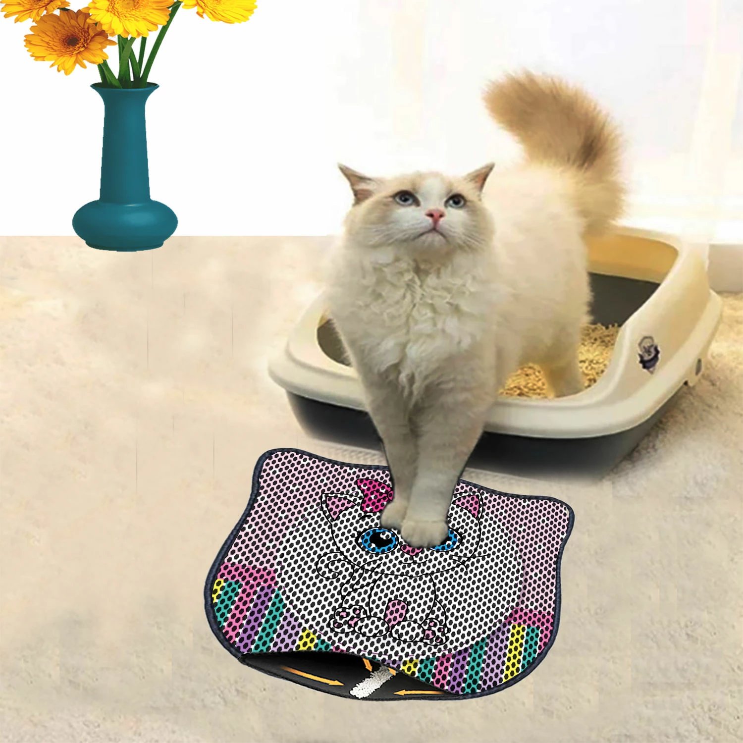 Tapet për rërë mace, shumëngjyrësh, Paws & Whiskers, Kdkafa0068