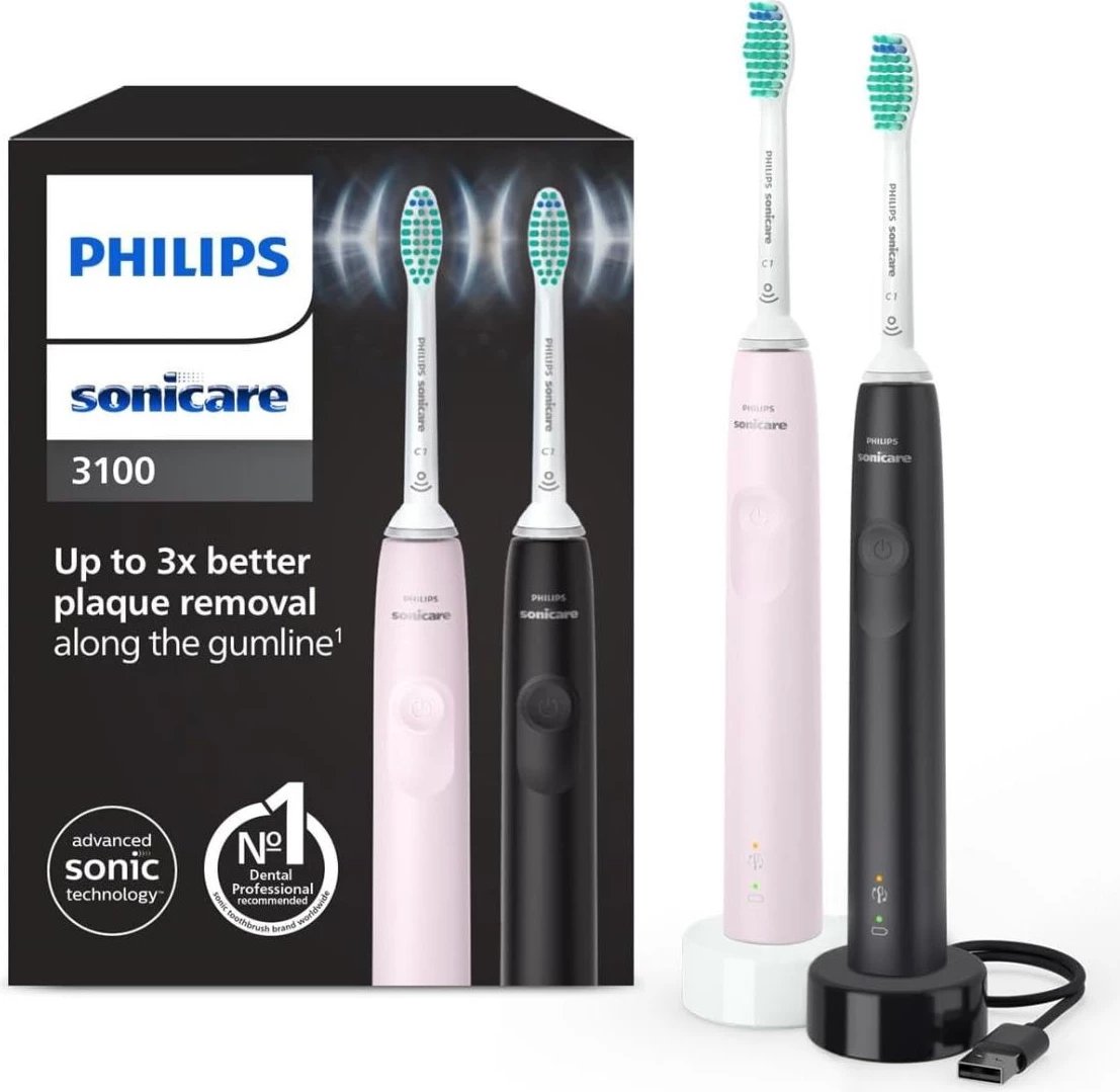 Furçë dhëmbësh elektrike Philips Sonicare 3100 HX3675/15, sonic, e zezë