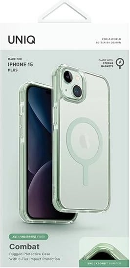Mbështjellës UNIQ Combat Magclick Charging për iPhone 15 Plus / 14 Plus, mint