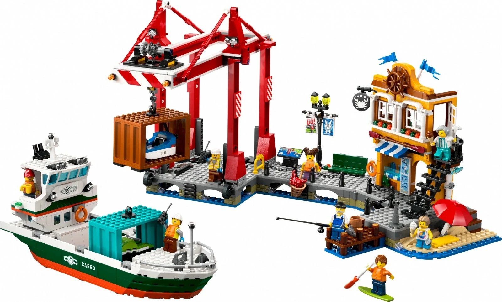 Set LEGO City Seaside Port me anije mallrash 60422, plastikë, 1226 pjesë, për fëmijë 8+