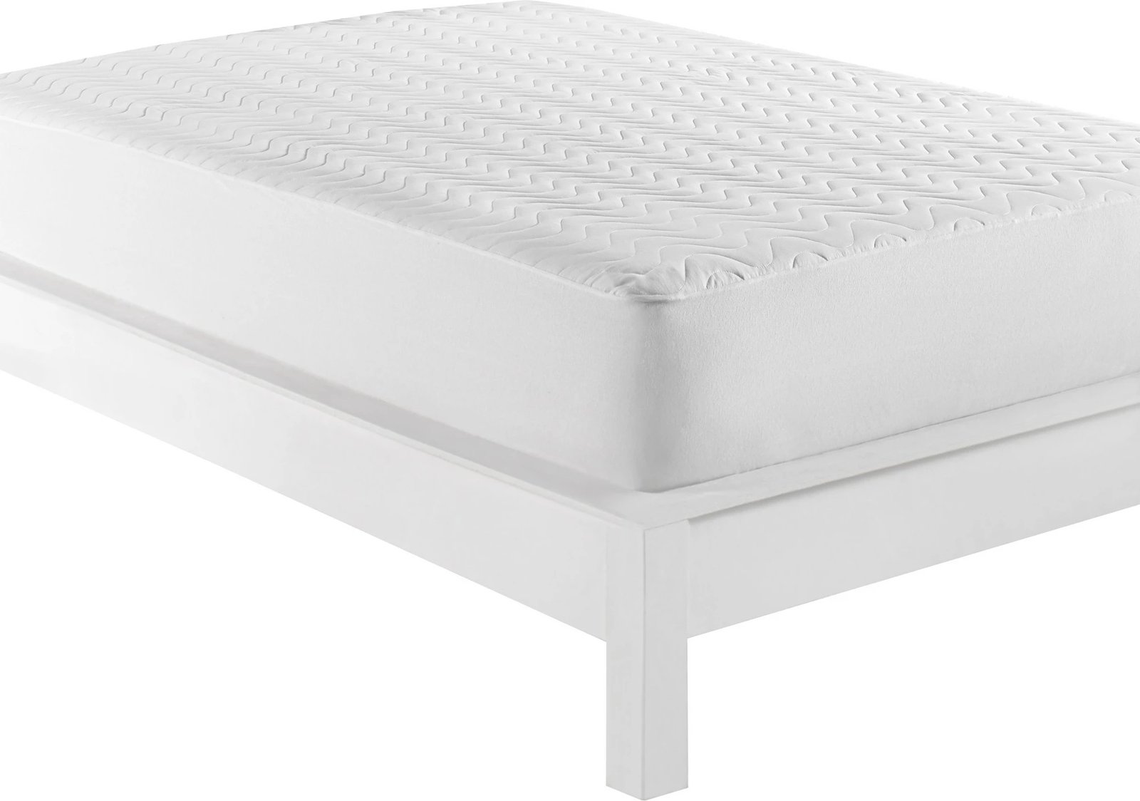 Mbrojtës për shtrat tek, pambuk 100%, i bardhë, 90x200cm