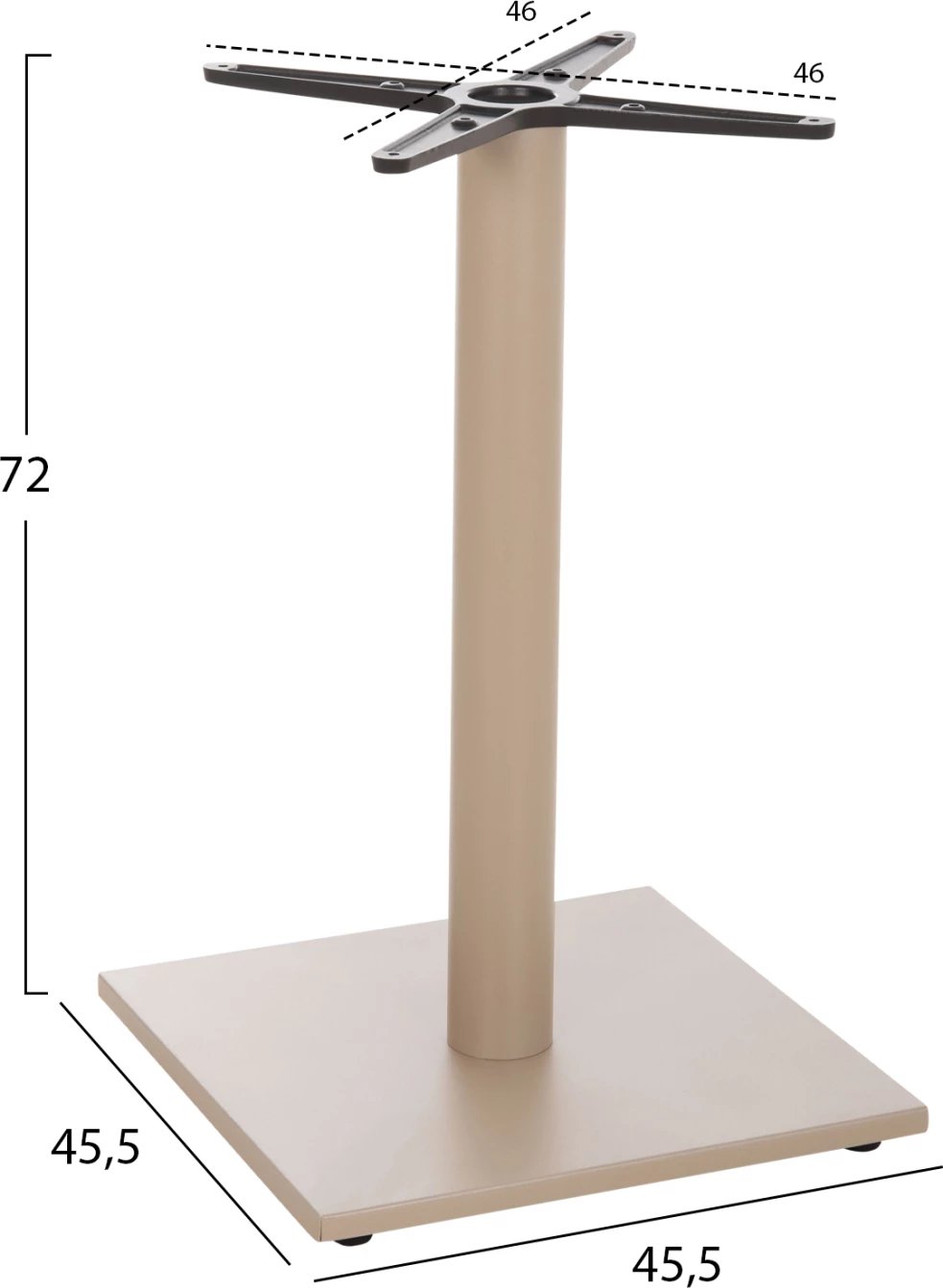 Këmbë tavoline alumini, ngjyrë kapuçino, FH475.25, 46x46x72cm