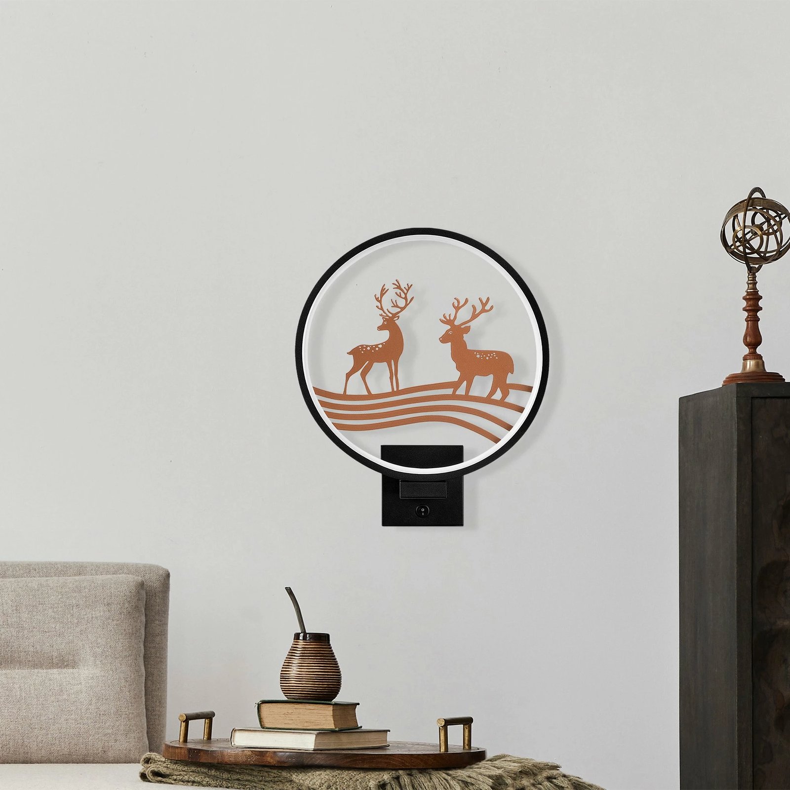 Llambë muri Opviq, model XMAS22, ngjyrë e zezë dhe bakri