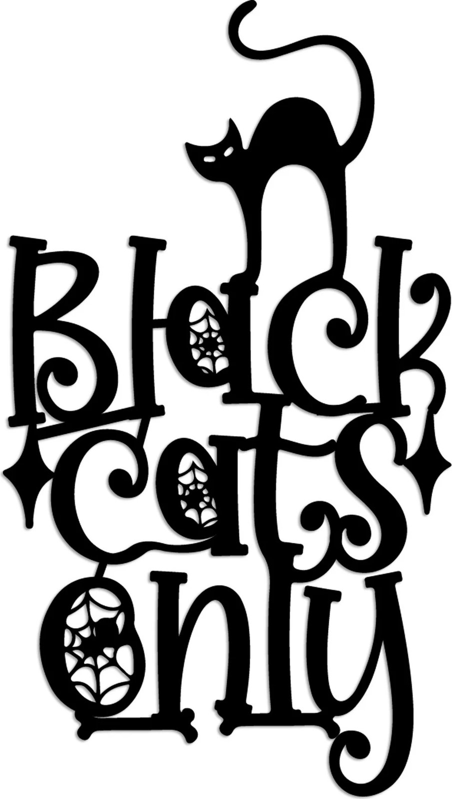 Aksesor dekorativ metalik për mur, mace, Wallity, e zezë, 34x60cm