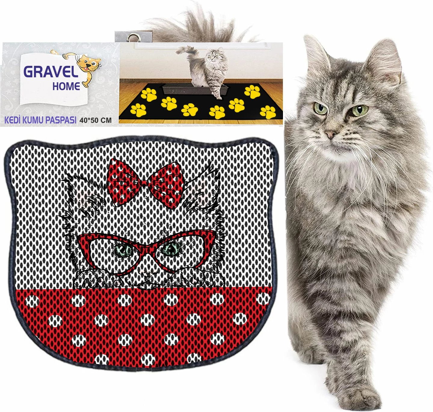 Tapet për rërë mace, shumëngjyrësh, Paws & Whiskers, Kdkafa0256, 40x50cm