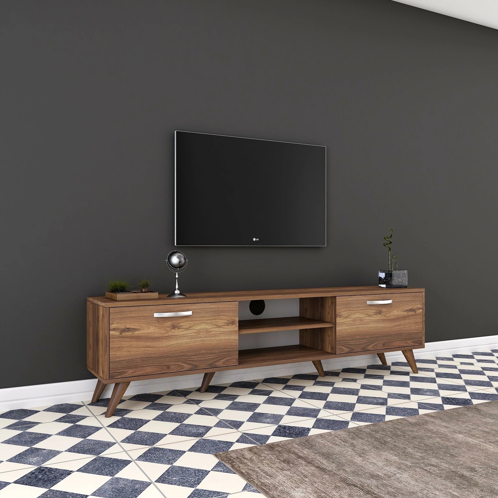 Komodë TV Hanah Home, A9 - 221, ngjyrë arre, 180x48.6x35cm Komodë TV Hanah Home, A9 - 221, ngjyrë arre, 180x48.6x35cm