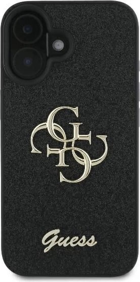 Mbështjellës Guess Fixed Glitter Big 4G për iPhone 16 Plus, zi Mbështjellës Guess Fixed Glitter Big 4G për iPhone 16 Plus, zi