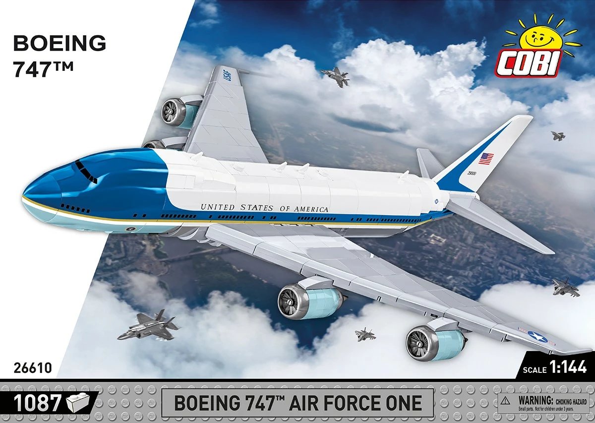 Set blloqe ndërtimi Cobi Boeing 747 Air Force One, 1087 pjesë, plastikë, ekstra i madh