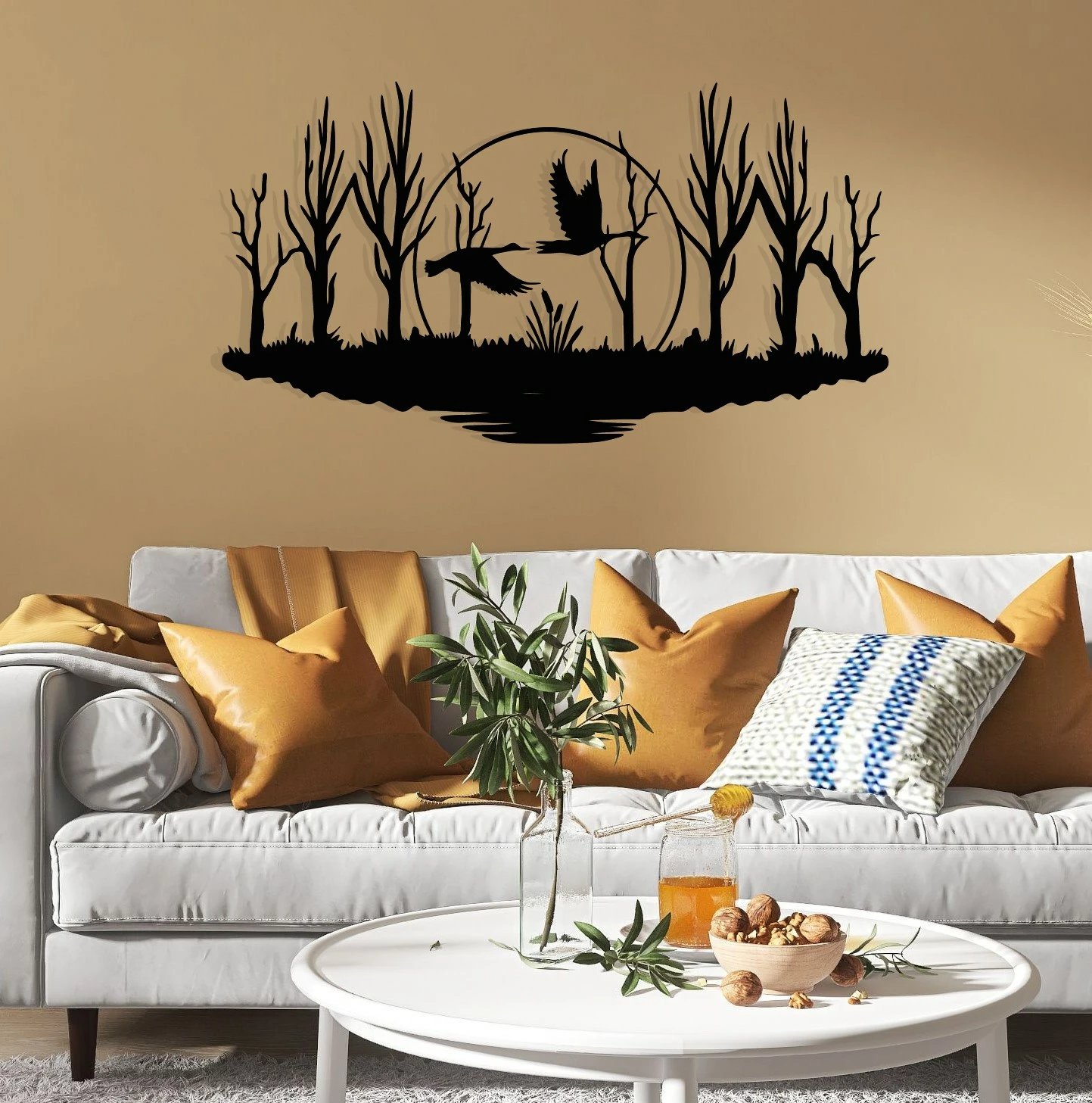 Aksesor dekorativ muri prej metali, Wallity, Estate, ngjyrë e zezë, 70x38cm