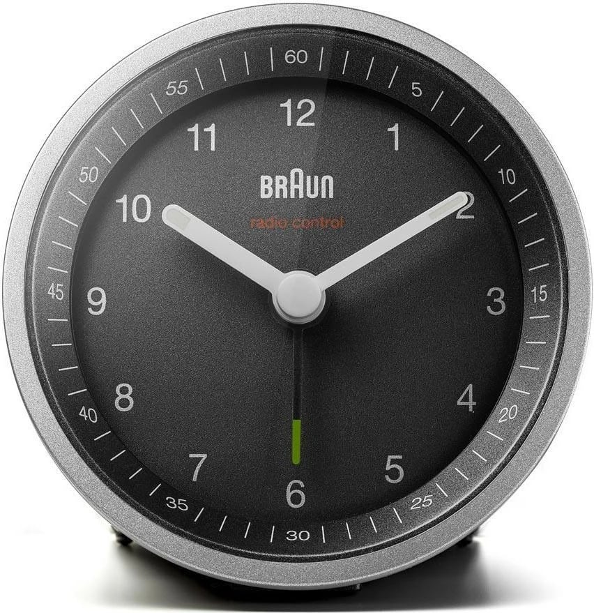 Alarm Braun BC07SB-DCF, analog, radio kontroll, zi e argjendtë