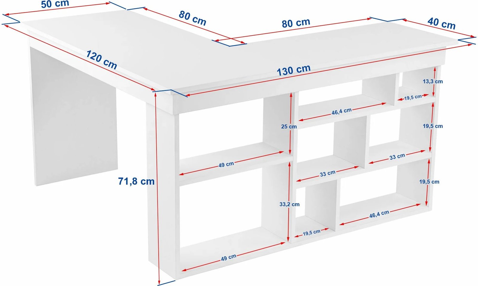 Tavolinë pune për studim, Nordure Vesper, ngjyrë natyrale e bardhë