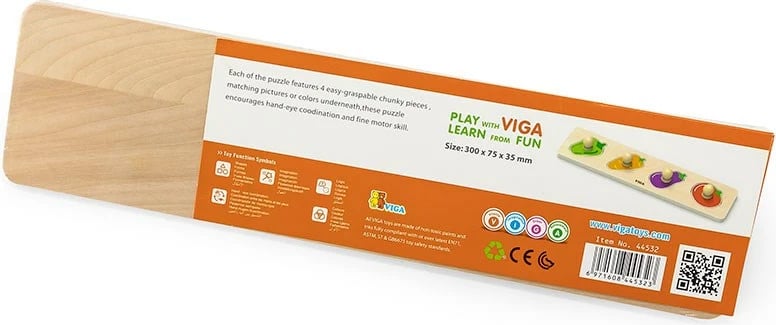 Puzzle druri me perime me kunja, Viga, për 12m+, 300x75x33 mm, shumëngjyrëshe, set 4 pjesë