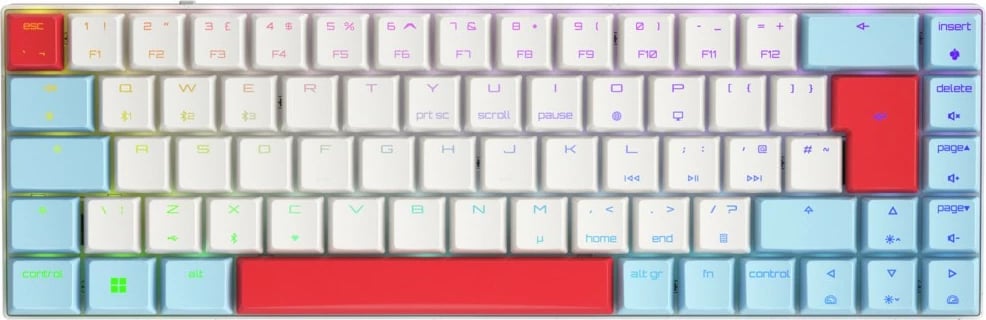 Tastierë Cherry MX-LP 2.1 Compact Wireless, RF Wireless + Bluetooth, Mekanike, RGB LED, Bardhë