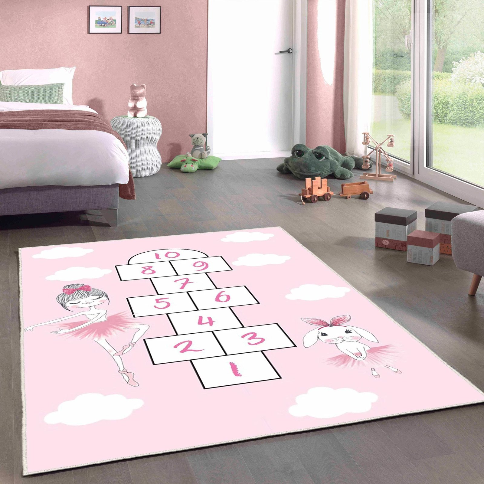 Qilim për fëmijë, dizajn hopscotch, shumëngjyrësh, 120x180cm, Eexfab746