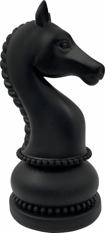 Dekor shahu KNIGHTLINE, kalorës, polirezine e zezë, 11x10.5x22cm