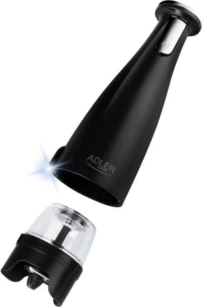 Mulli elektrik për kripë dhe piper, Adler AD 4449, rregullim trashësisë, kapacitet 150 ml, bateri 1500mAh, USB-C, e zezë mat, set 3 mullinj