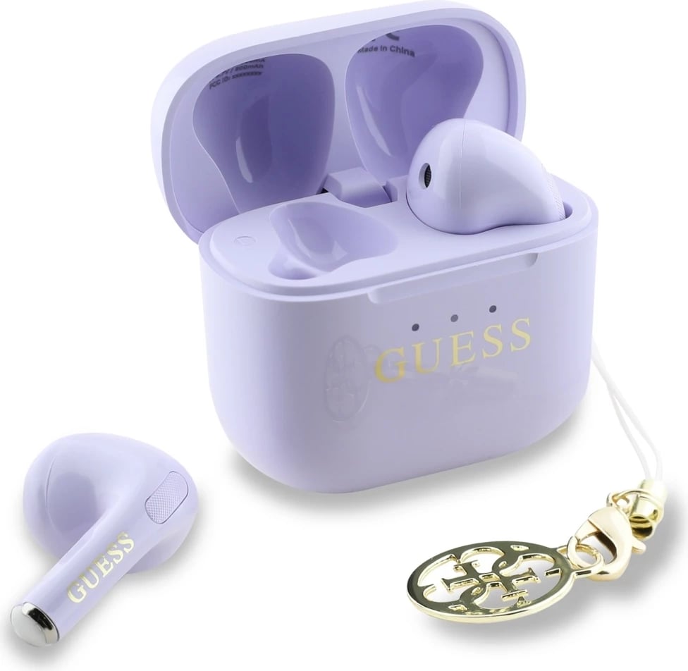Kufje TWS Guess Glossy Effect me logo, Bluetooth 5.4, IPX5, Lavender
