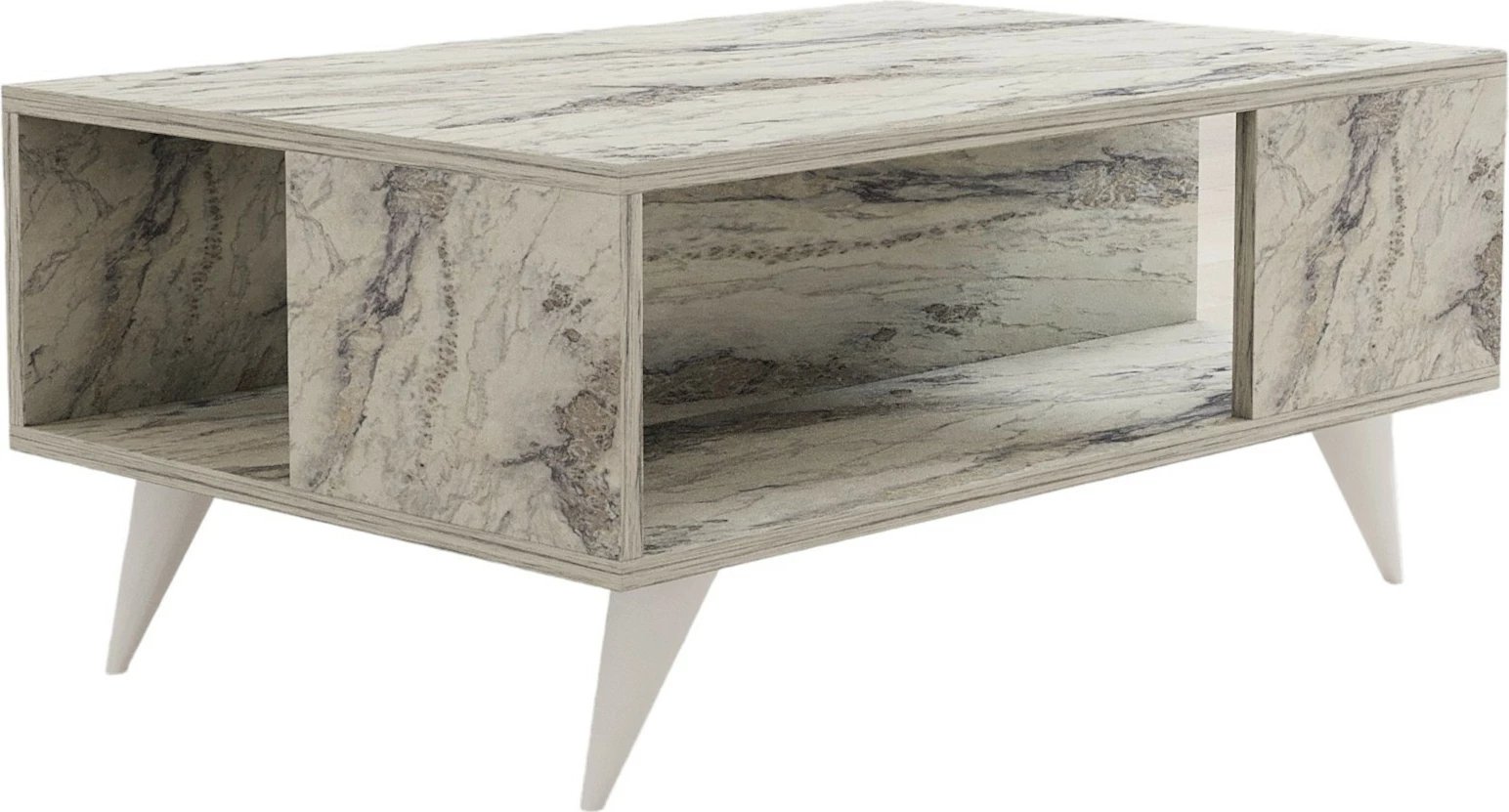 Tavolinë kafeje dy-katëshe, ngjyrë mermeri Freesia, Skye Decor