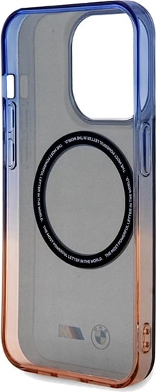 Mbështjellës BMW Gradient Bumper MagSafe për iPhone 15 Pro Max, gri-portokalli-kaltër