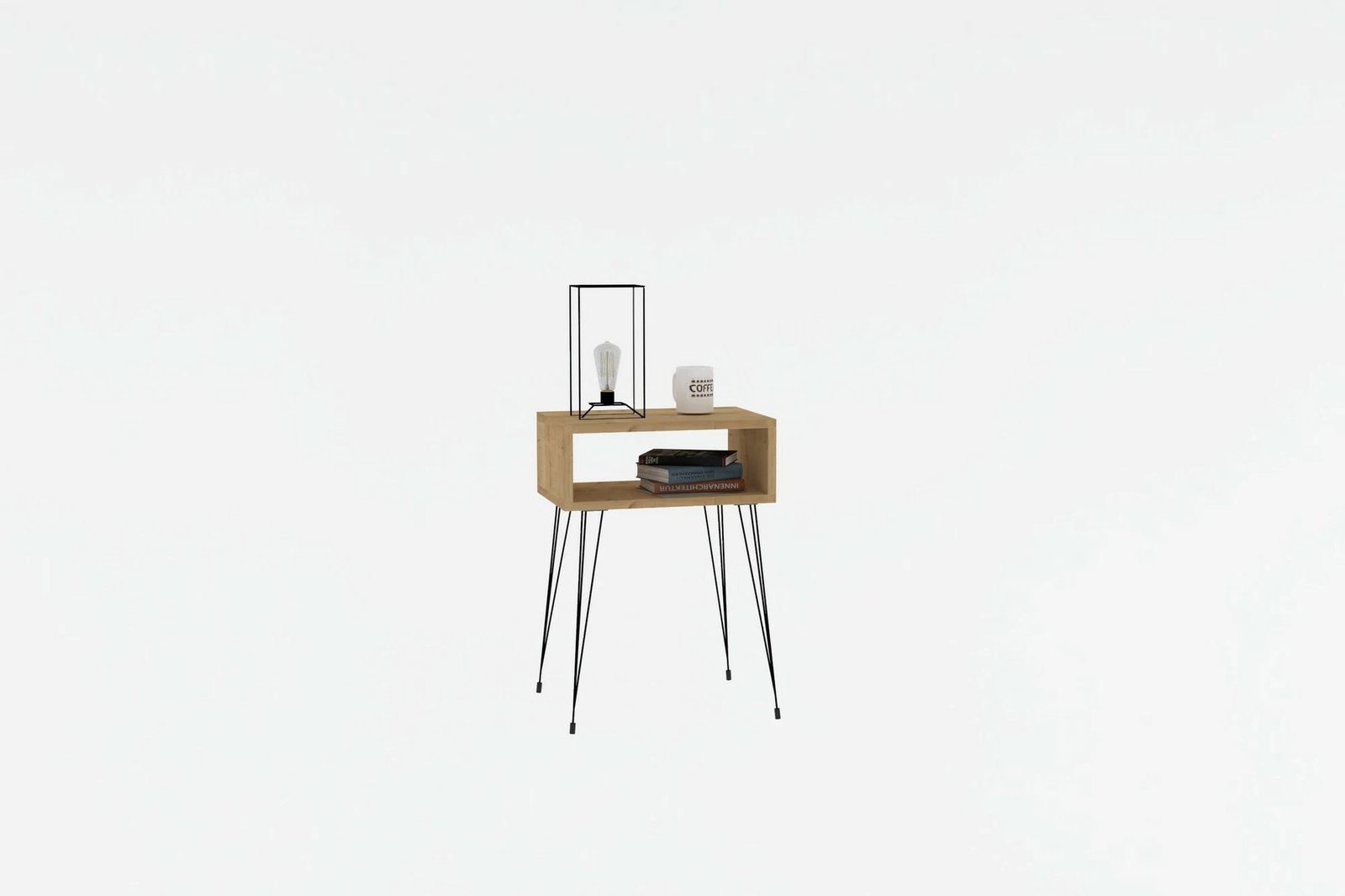 Komodinë Hanah Home Tenby, ngjyrë lisi dhe e zezë