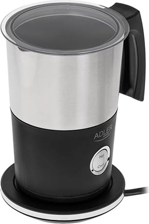 Shkumues qumështi, Adler, AD 4497, 300 ml/120 ml, 500-600W, bazë 360°, gotë pa kabllo, e zezë me Inox