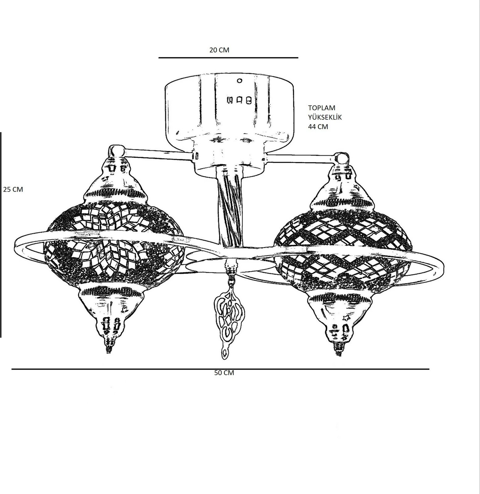Llambë tavani mozaik, dysh, shumëngjyrëshe, Opviq Yeni Macellan 7788-2