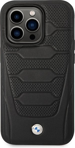 Mbështjellës BMW BMHMP14X22RPSK për iPhone 14 Pro Max 6.7", Leather Seats Pattern, MagSafe, zi