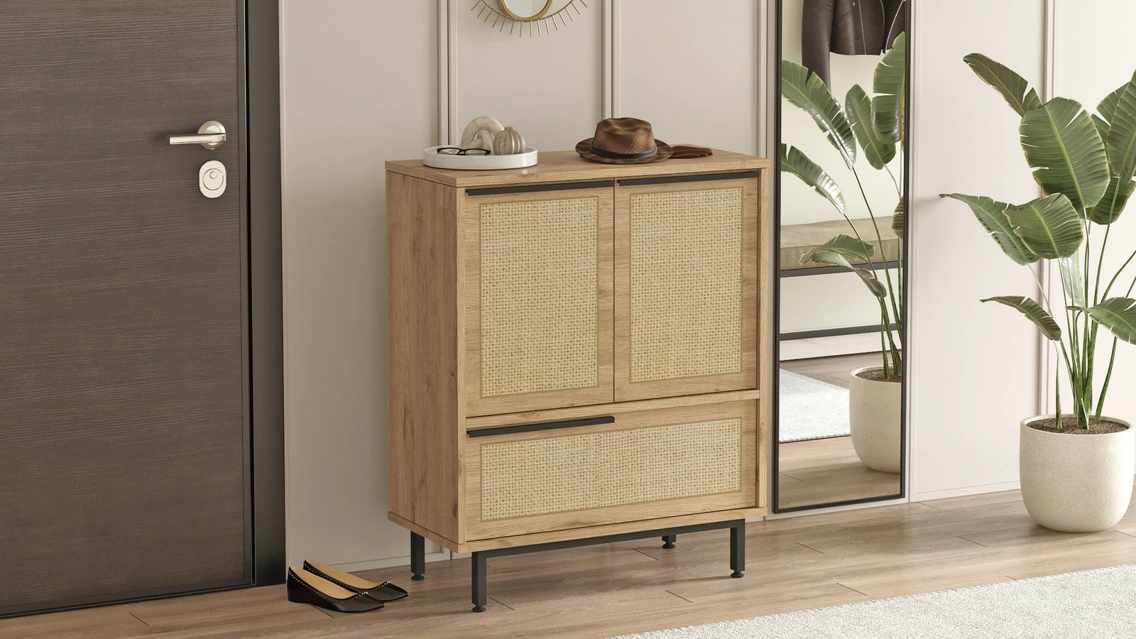 Dollap për këpuca Skye Decor, On8C-Su, ngjyrë arrë dhe lis