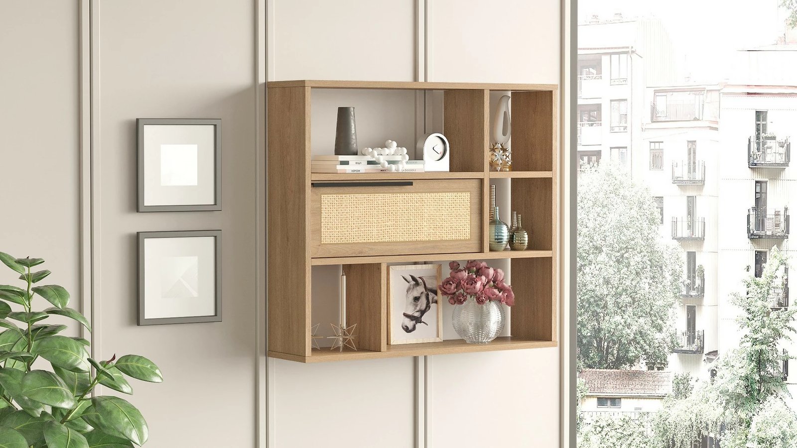 Raft muri Hanah Home, On5-Su, ngjyrë arr dhe lis, 90.1x81x22 cm