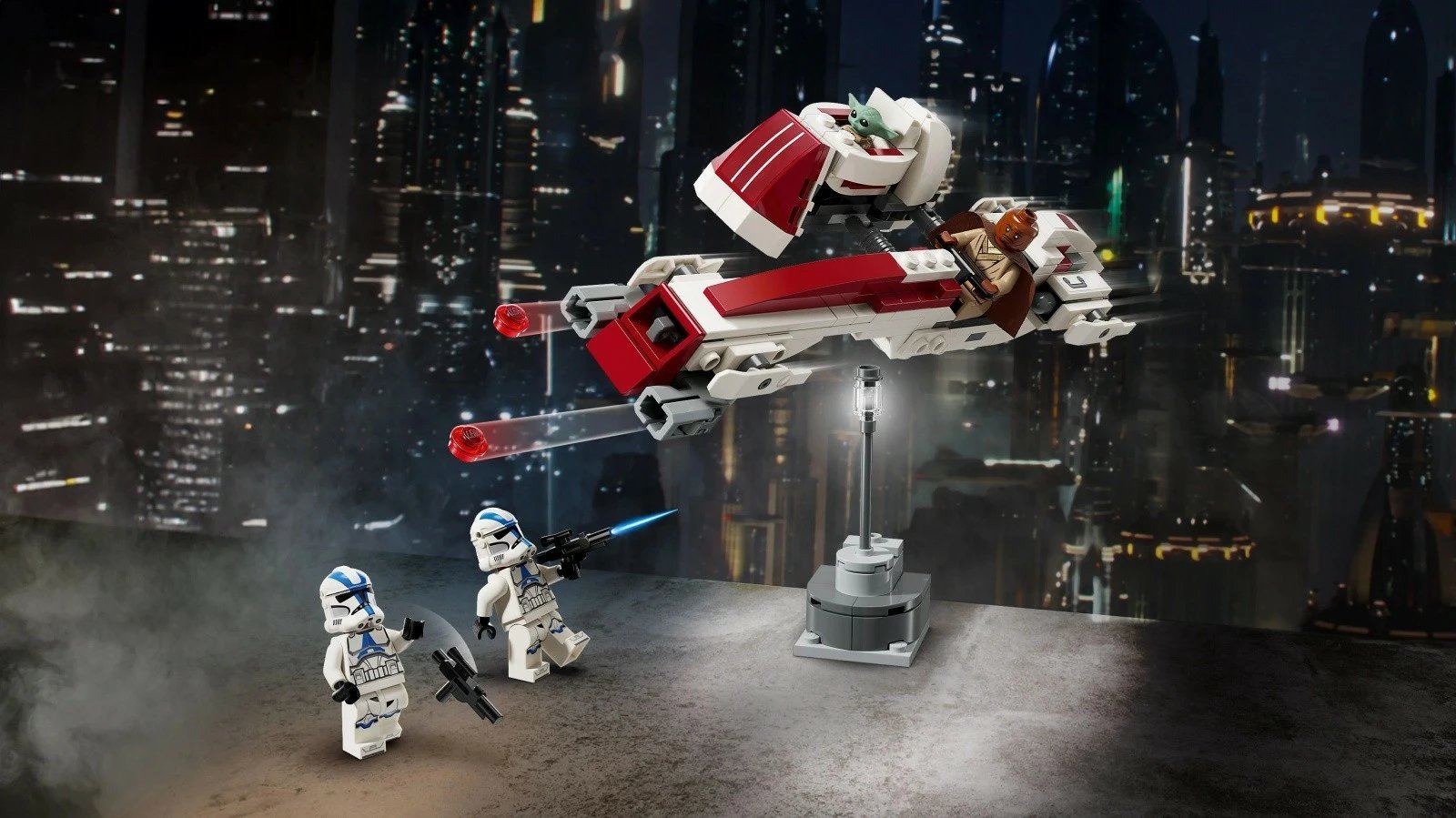 Set LEGO Star Wars 75378 BARC Speeder Escape, 221 pjesë, me figurina Grogu, Kelleran Beq dhe 501st Clone Trooper