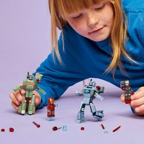 Set LEGO Marvel 76320 Iron Man & War Machine kundër Hammer Drones, 204 pjesë