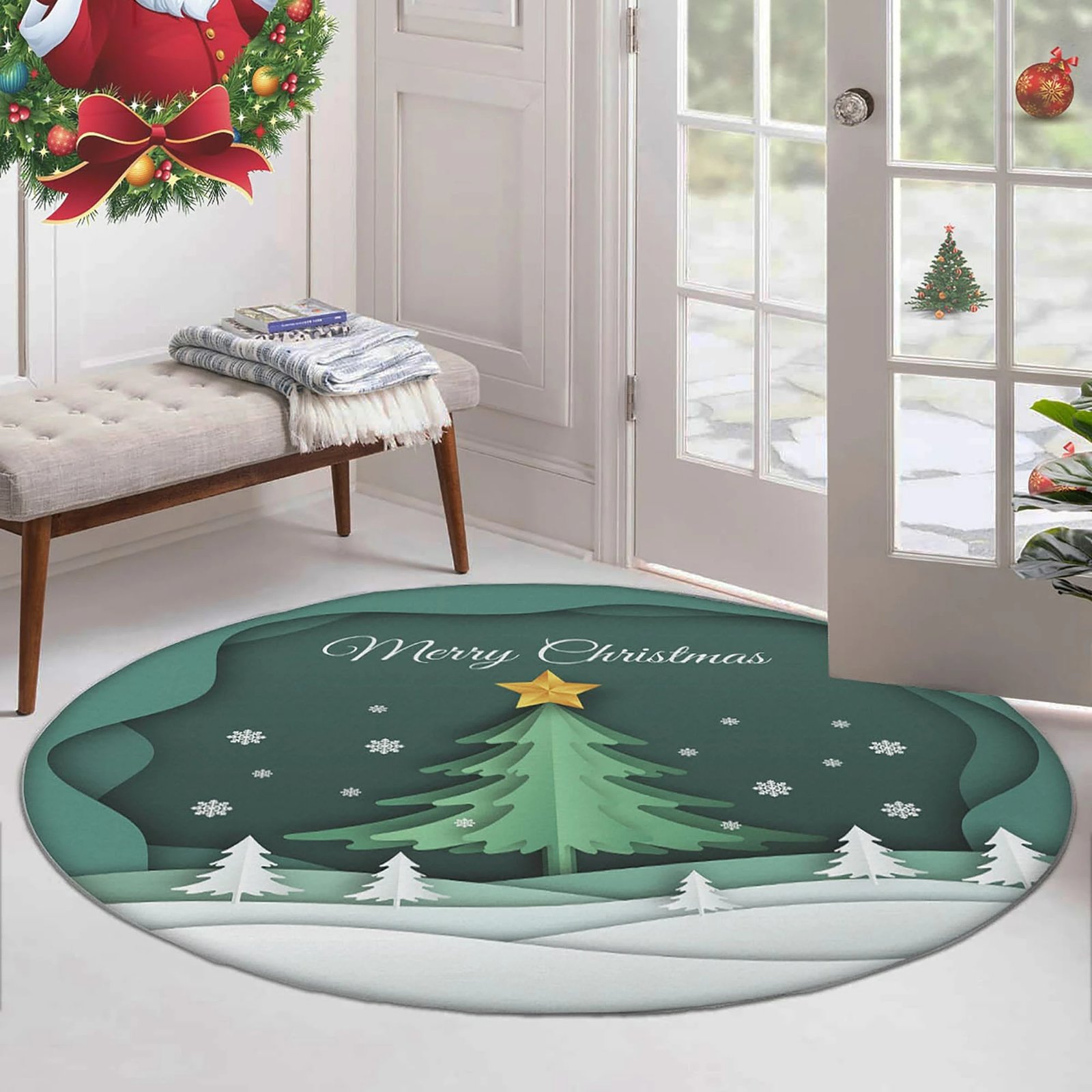 Qilim i rrumbullakët, ngjyrë e gjelbër dhe e bardhë, Conceptum Hypnose, Woopamuk465, 170cm