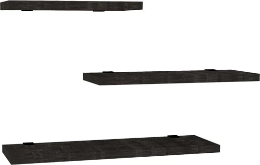 Raft muri Leila, set prej 3 copash, melaminë, ngjyrë antraciti, 40x14x2cm