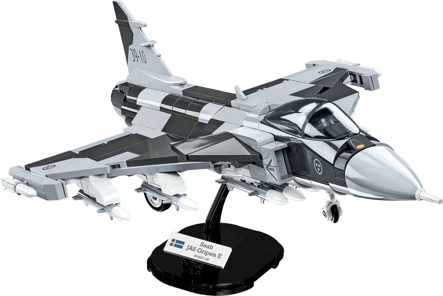 Set blloqe ndërtimi Cobi Klocki SAAB JAS 39 Gripen E, 480 pjesë, gri/bardhë/zezë
