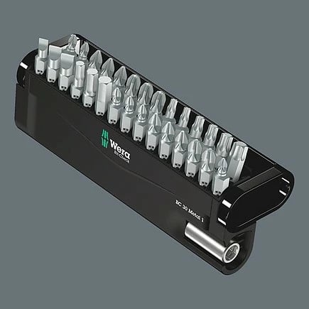 Set bitash Wera 29 copë, 1/4", Bit holder, kuti bartëse, PH/PZ/TX, ngjyrë e zezë/metalike