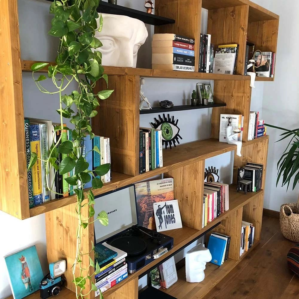 Raft librash Skye Decor, dru pishe, ngjyrë teak, CPT6004-200, 200x200x30cm