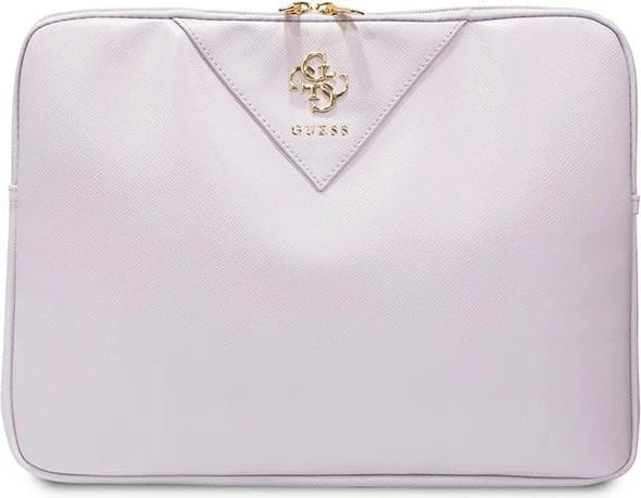 Mbështjellës laptopi Guess ZIP Leather Triangle, 14 inç, lëkurë ekologjike, vjollcë