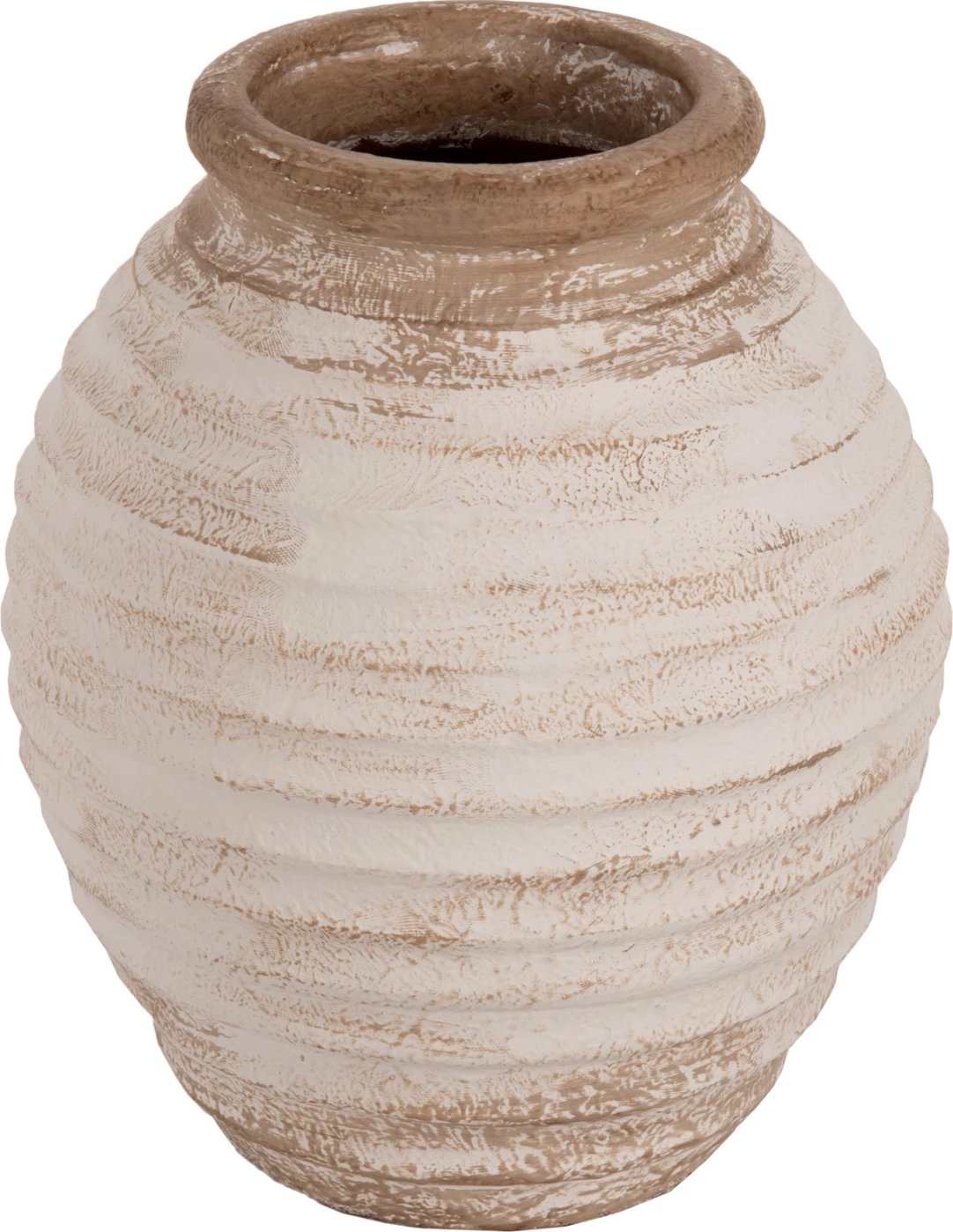 Vazo dekorative për dysheme PYDNA FH7939 terrakota, ngjyrë e bardhë-bezhë antike, Φ25x30H cm